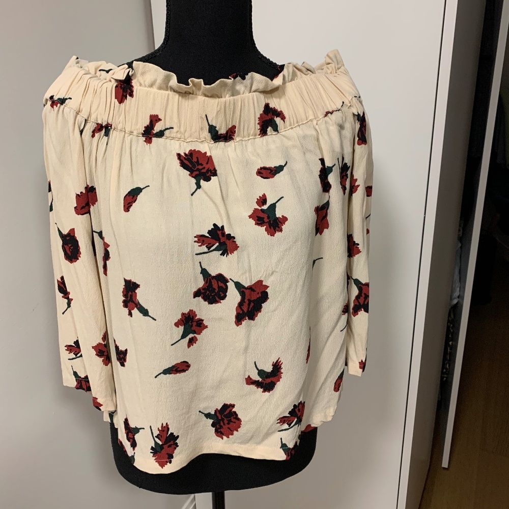 Ganni Long Sleeve Off the Shoulder Top, US Medium